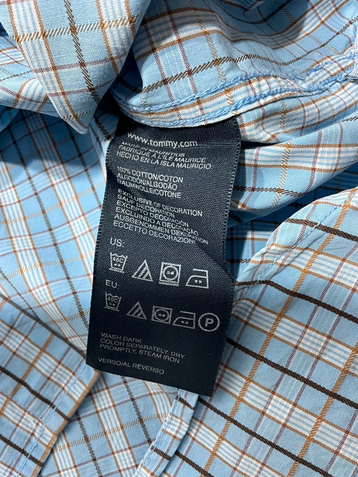Chemise Tommy Hilfiger Coupe Classique L 100% Coton Carreaux Preppy Bleu Ciel – photo 6